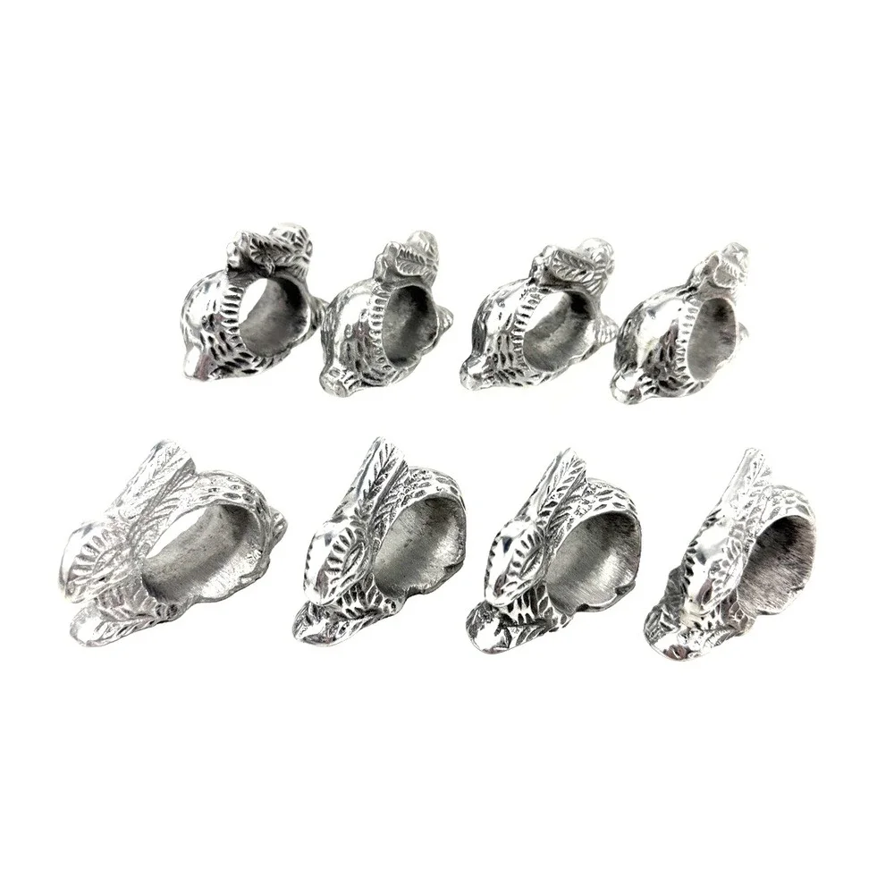 Bunny Rabbit Napkin Rings Holders Pewter Finish Easter Spring Farmhouse Lot of 8